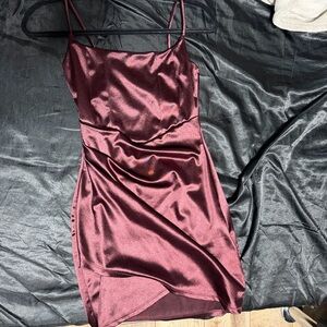 Windsor Burgundy Satin Mini Dress